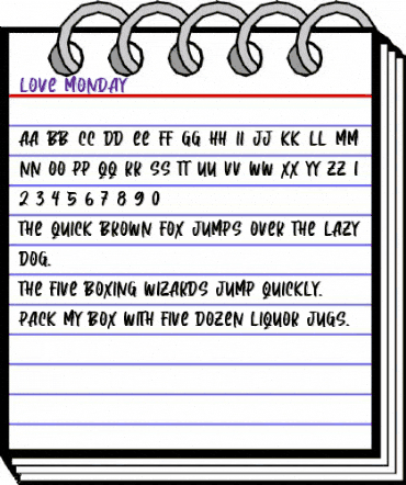 Love Monday Regular animated font preview
