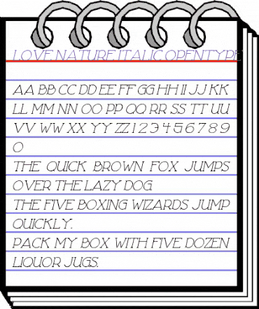 Love Nature Cursiva animated font preview