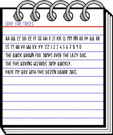 Love The Trees Regular animated font preview