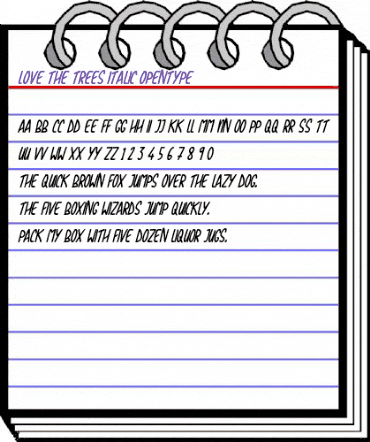 Love The Trees Italic animated font preview