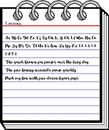 Loveena Regular animated font preview