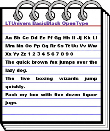 LTUnivers 830 BasicBlack animated font preview