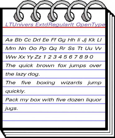 LTUnivers 441 ExtdRegularIt animated font preview