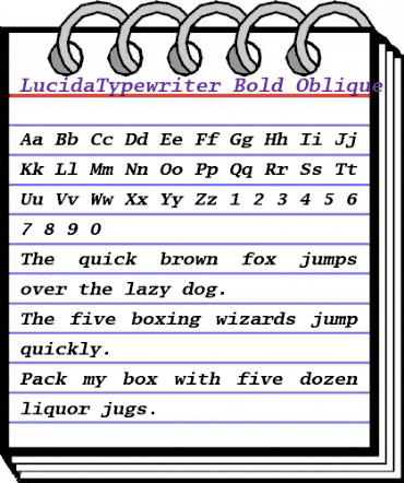LucidaTypewriter BoldItalic animated font preview