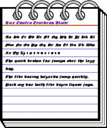 Lux Contra Tenebras Italic Italic animated font preview