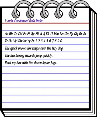 Lynda Condensed Bold Italic animated font preview
