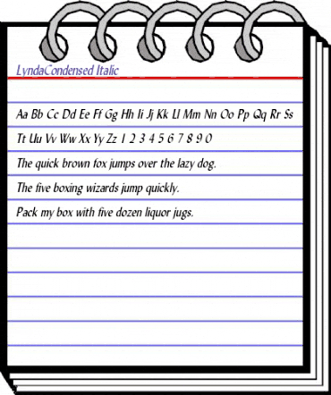 LyndaCondensed Italic animated font preview