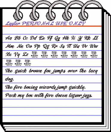 Lyster PERSONAL USE ONLY Regular animated font preview