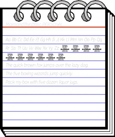 Mainland PERSONAL Thin Italic animated font preview Mainland PERSONAL Thin Italic animated font preview