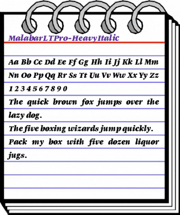 Malabar LT Pro Heavy Italic animated font preview