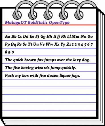 Malaga OT Bold Italic animated font preview