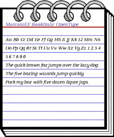 MarconiEF-BookItalic Regular animated font preview