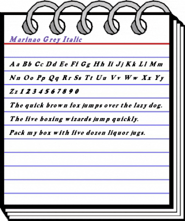 Marinao Grey Italic Regular animated font preview