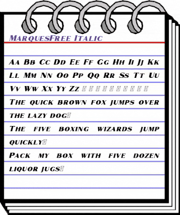 Marques Free Italic animated font preview
