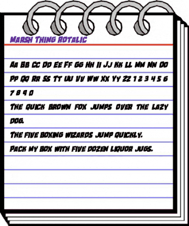 Marsh Thing Rotalic Italic animated font preview