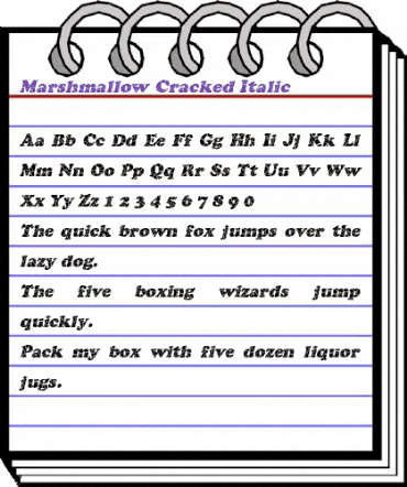 Marshmallow Cracked Italic animated font preview