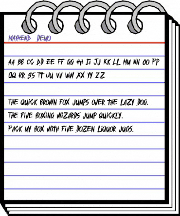 MAYHEND  demo Regular animated font preview