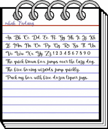 mbak Endang Regular animated font preview