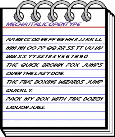 Mecha Italic Regular animated font preview