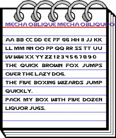 Mecha Oblique Regular animated font preview