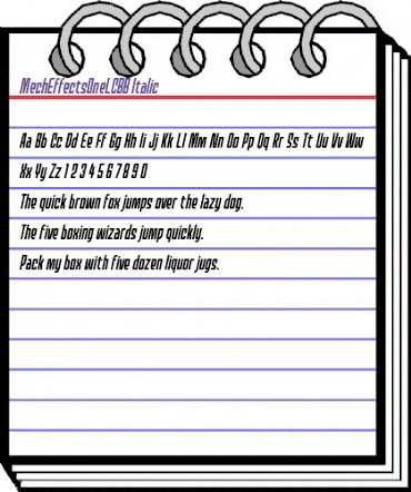 MechEffects One LC BB Italic animated font preview