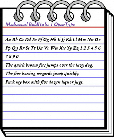 Mediaeval BoldItalic animated font preview