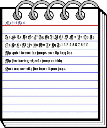 Medici Text Regular animated font preview