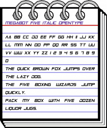 Megabot Five Italic animated font preview