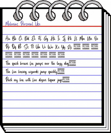 Melenias Personal Use Regular animated font preview