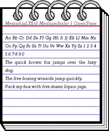 Memphis LT Std Medium Italic animated font preview