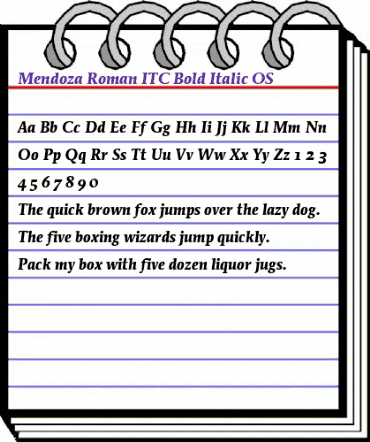 Mendoza Roman ITC Roman Bold Italic animated font preview