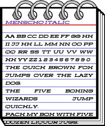 Menscho Italic animated font preview