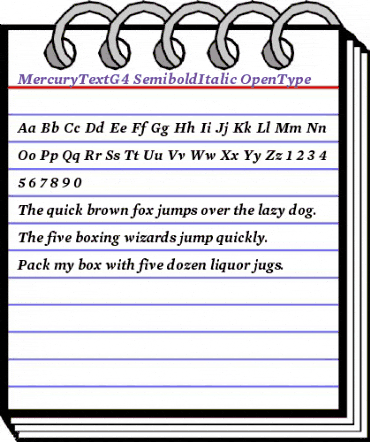 Mercury Text G4 Semibold Italic animated font preview