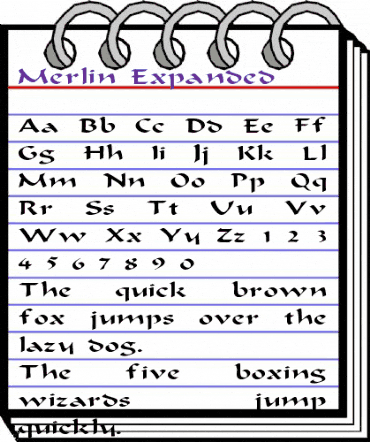 Merlin Expanded Regular animated font preview