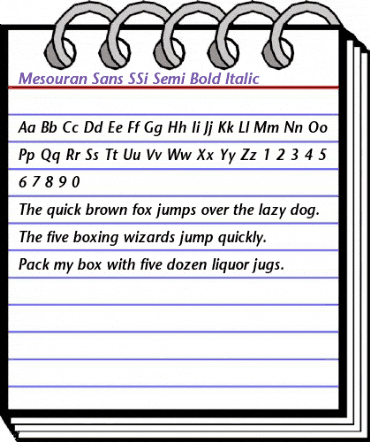 Mesouran Sans SSi Semi Bold Italic animated font preview