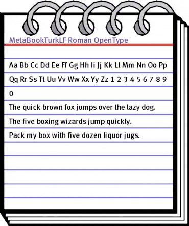 MetaBookTurkLF Roman animated font preview