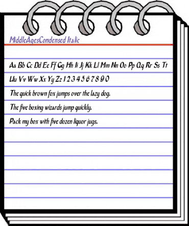 MiddleAgesCondensed Italic animated font preview