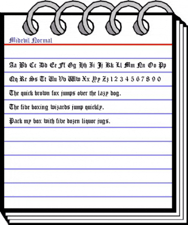 Midevil Normal animated font preview