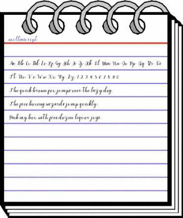 millea script Regular animated font preview