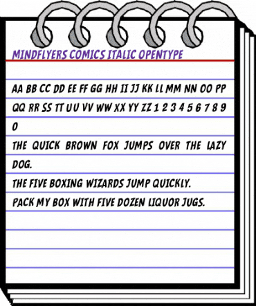 Mindflyers Comics Italic Regular animated font preview