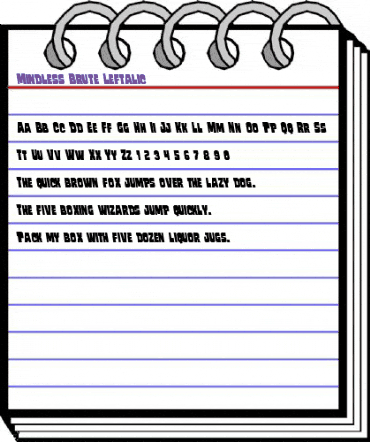 Mindless Brute Leftalic Italic animated font preview