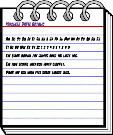 Mindless Brute Rotalic Italic animated font preview