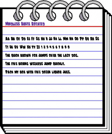Mindless Brute Rotated Regular animated font preview