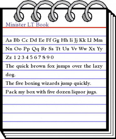 Minister LT Book Regular animated font preview