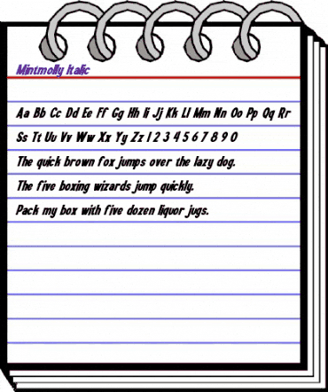Mintmolly Italic Regular animated font preview