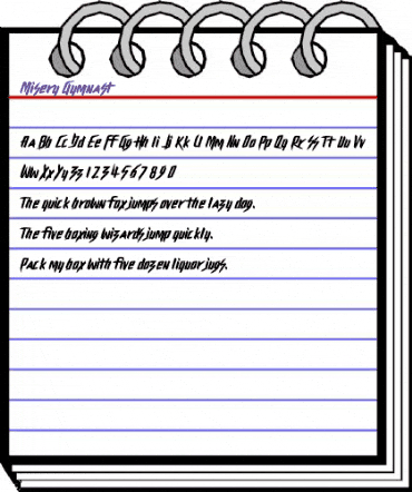 Misery Gymnast Regular animated font preview