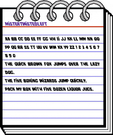 Mister Twisted Leftalic Italic animated font preview