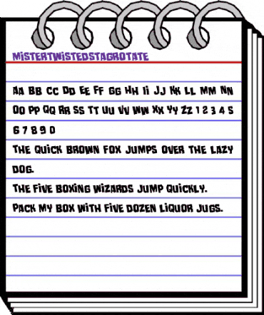 Mister Twisted Staggered Rotated Regular animated font preview