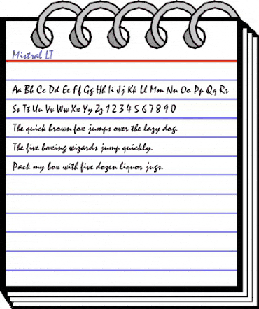 Mistral LT Regular animated font preview