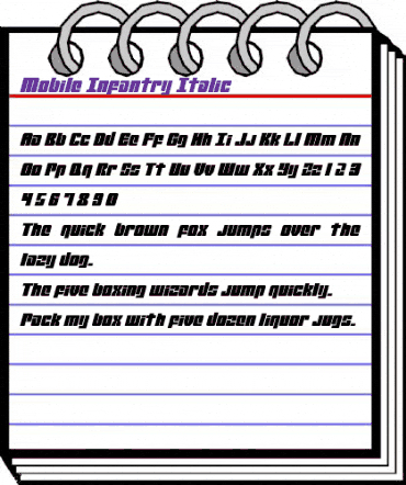 Mobile Infantry Italic Italic animated font preview